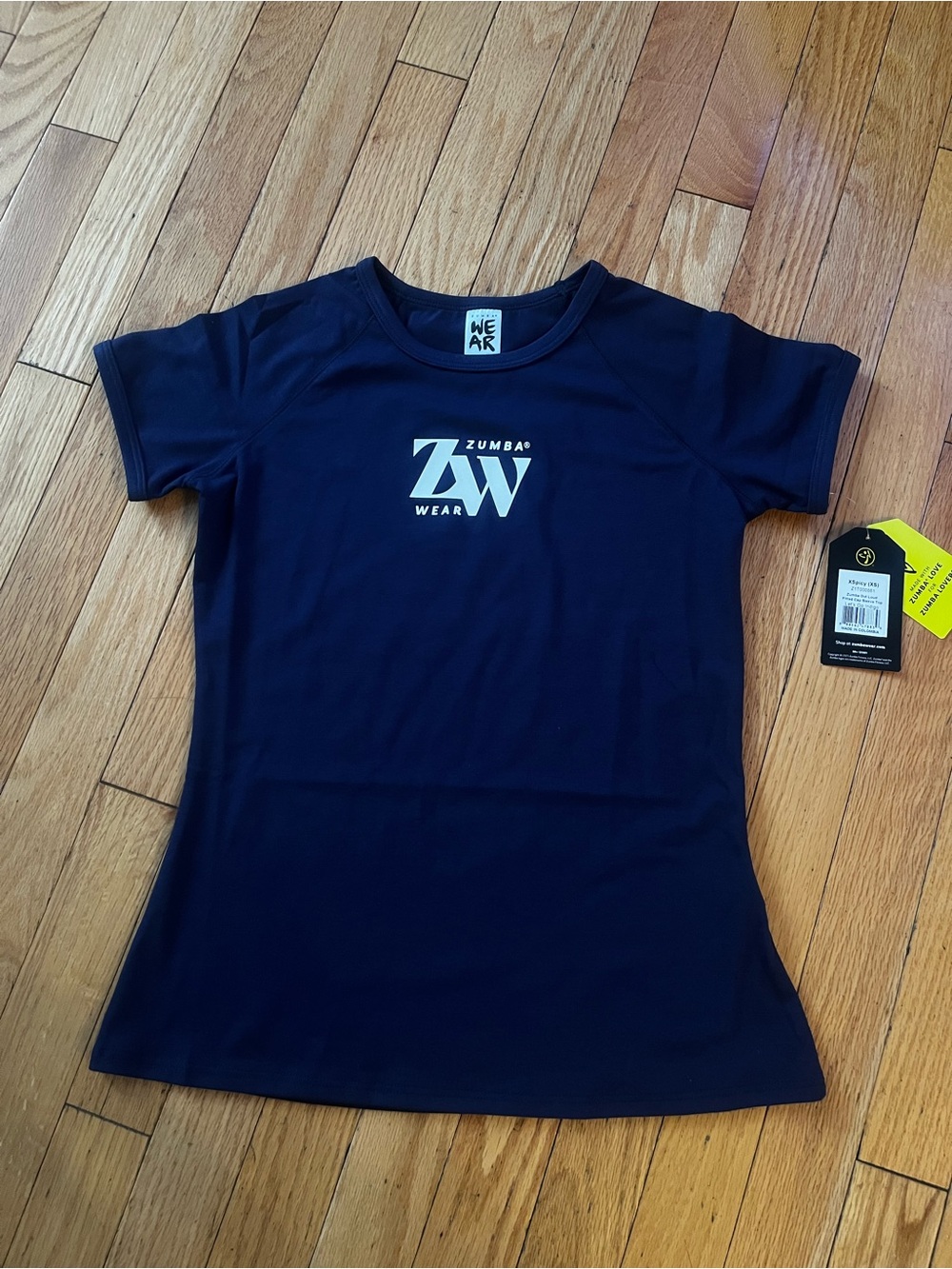 Zumba Fitness Navy Blue Short Sleeve Tee with White Logo
